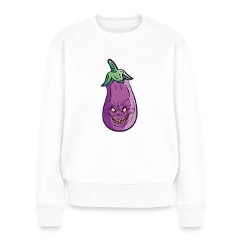Halloween Auberginenmonster Gesundes Essen - Frauen Premium Bio Pullover - Weiß - Vorne - Julia (174cm)