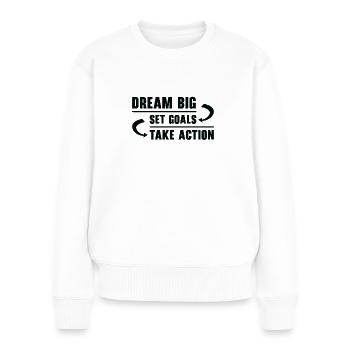 Objectif Vie Citations Message positif Motivant - Pull Premium bio Femme - blanc - Devant - Julia (174cm)