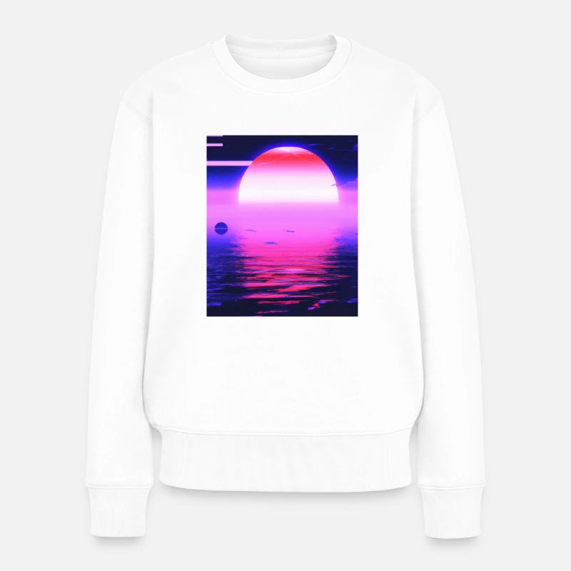 Vaporwave Sun Synthwave Sunset - Frauen Premium Bio Pullover - Weiß