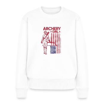 Tir à l’arc Girl USA Patriotic - Pull Premium bio Femme - blanc - Devant - Julia (174cm)
