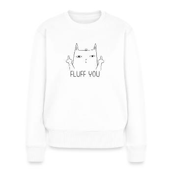 Fluff You Sarcastic Cat - Pull Premium bio Femme - blanc - Devant - Julia (174cm)