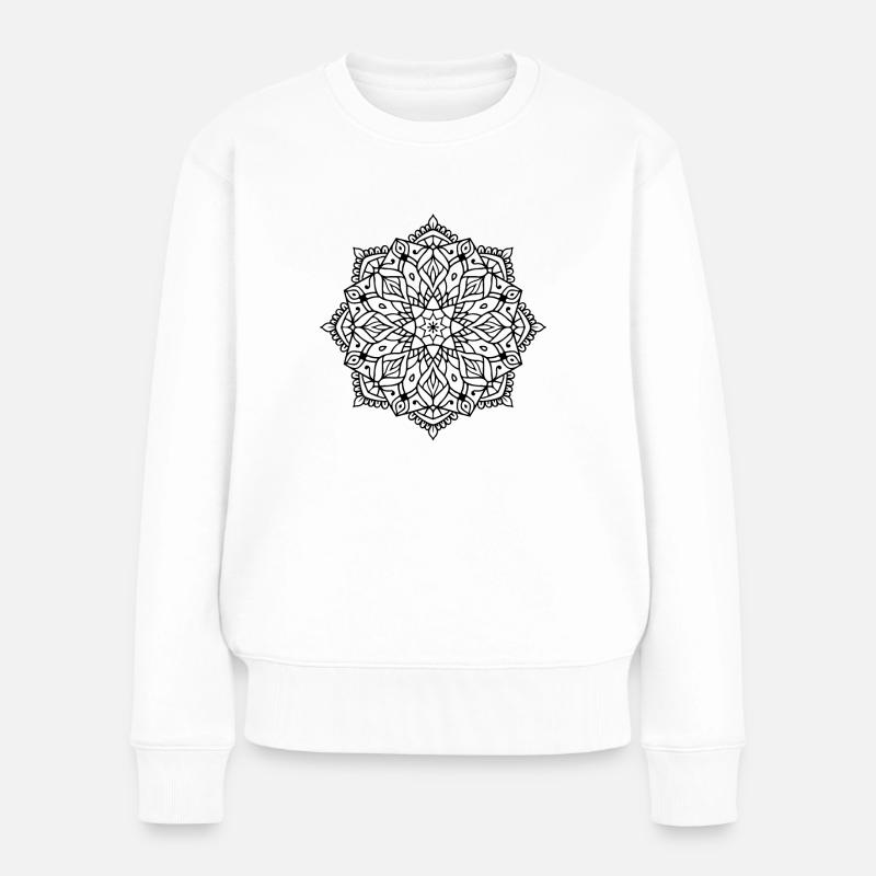 Blumen Mandala - Frauen Premium Bio Pullover - Weiß