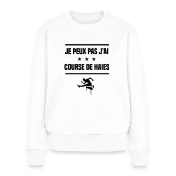 Je Peux Pas J'ai course de haies athlète humour - Pull Premium bio Femme - blanc - Devant - Julia (174cm)