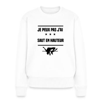 Je Peux Pas J'ai saut en hauteur athlète humour - Pull Premium bio Femme - blanc - Devant - Julia (174cm)