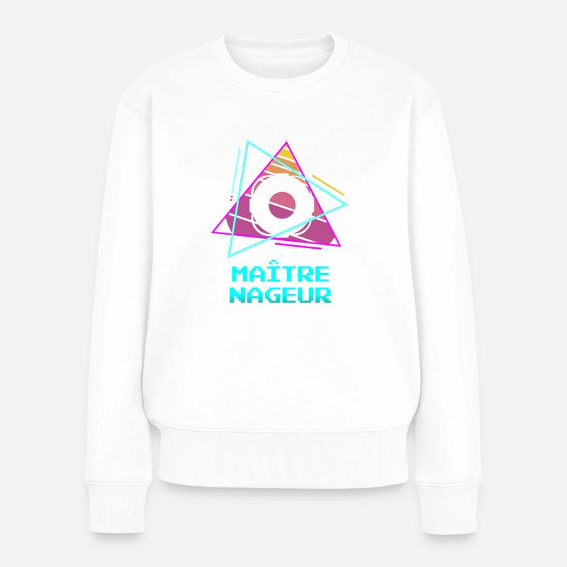 Retro Maître Nageur Sauveteur - Pull Premium bio Femme - blanc