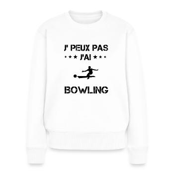 Je peux pas j'ai bowling cadeau humour - Pull Premium bio Femme - blanc - Devant - Julia (174cm)