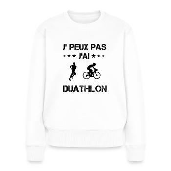Je peux pas j'ai duathlon cadeau humour - Pull Premium bio Femme - blanc - Devant - Julia (174cm)