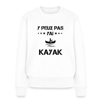 Je peux pas j'ai kayak cadeau humour - Pull Premium bio Femme - blanc - Devant - Julia (174cm)
