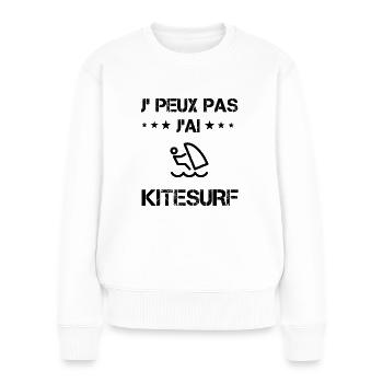 Je peux pas j'ai kitesurf cadeau humour - Pull Premium bio Femme - blanc - Devant - Julia (174cm)