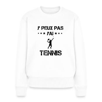Je peux pas j'ai tennis cadeau humour - Pull Premium bio Femme - blanc - Devant - Julia (174cm)