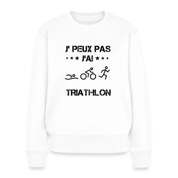 Je peux pas j'ai triathlon cadeau humour - Pull Premium bio Femme - blanc - Devant - Julia (174cm)