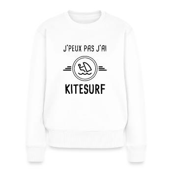 je peux pas j'ai kitesurf pour kitesurfeur - Pull Premium bio Femme - blanc - Devant - Julia (174cm)