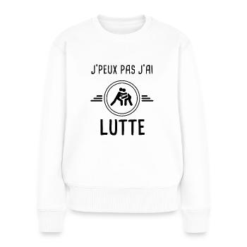 je peux pas j'ai lutte pour lutteur - Pull Premium bio Femme - blanc - Devant - Julia (174cm)