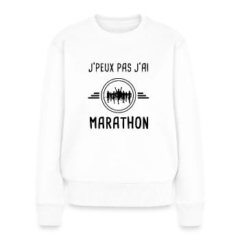 je peux pas j'ai marathon pour coureur - Pull Premium bio Femme - blanc - Devant - Julia (174cm)