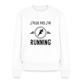 je peux pas j'ai running pour coureur - Pull Premium bio Femme - blanc - Devant - Julia (174cm)