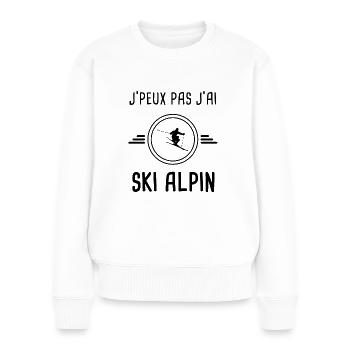 je peux pas j'ai ski alpin pour skieur - Pull Premium bio Femme - blanc - Devant - Julia (174cm)