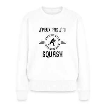 je peux pas j'ai squash pour badiste - Pull Premium bio Femme - blanc - Devant - Julia (174cm)