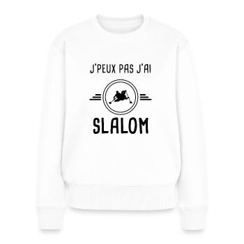 je peux pas j'ai slalom pour slalomeur - Pull Premium bio Femme - blanc - Devant - Julia (174cm)