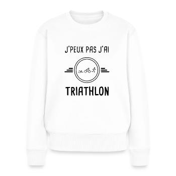 je peux pas j'ai triathlon pour triathlète - Pull Premium bio Femme - blanc - Devant - Julia (174cm)