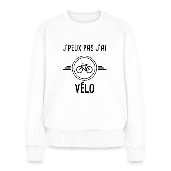 je peux pas j'ai vélo pour cycliste - Pull Premium bio Femme - blanc - Devant - Julia (174cm)