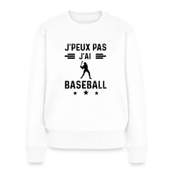 cadeau je peux pas j'ai baseball baseballeur - Pull Premium bio Femme - blanc - Devant - Julia (174cm)