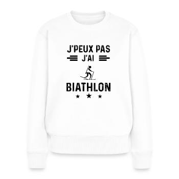 cadeau je peux pas j'ai biathlon - Pull Premium bio Femme - blanc - Devant - Julia (174cm)