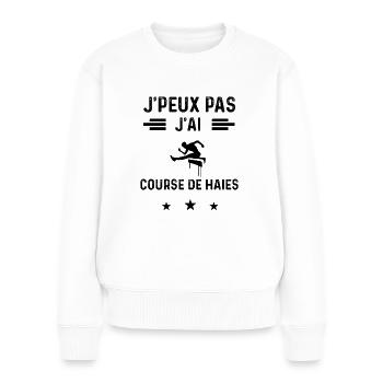 cadeau je peux pas j'ai course de haies - Pull Premium bio Femme - blanc - Devant - Julia (174cm)