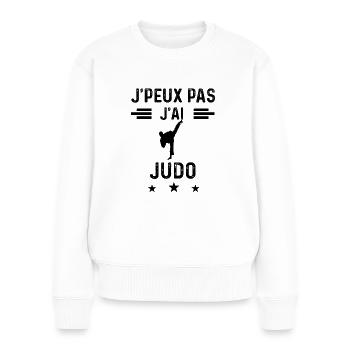 cadeau je peux pas j'ai judo - Pull Premium bio Femme - blanc - Devant - Julia (174cm)