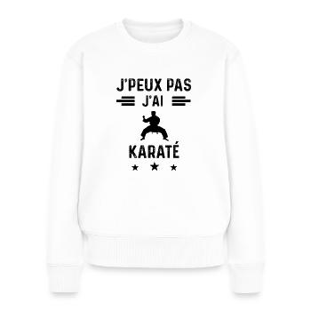 cadeau je peux pas j'ai karaté - Pull Premium bio Femme - blanc - Devant - Julia (174cm)