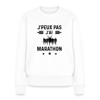 cadeau je peux pas j'ai marathon - Pull Premium bio Femme - blanc - Devant - Julia (174cm)