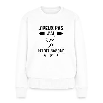 cadeau je peux pas j'ai pelote basque - Pull Premium bio Femme - blanc - Devant - Julia (174cm)