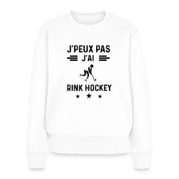 cadeau je peux pas j'ai rink hockey - Pull Premium bio Femme - blanc - Devant - Julia (174cm)