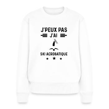 cadeau je peux pas j'ai ski acrobatique - Pull Premium bio Femme - blanc - Devant - Julia (174cm)