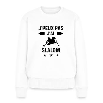 cadeau je peux pas j'ai slalom - Pull Premium bio Femme - blanc - Devant - Julia (174cm)