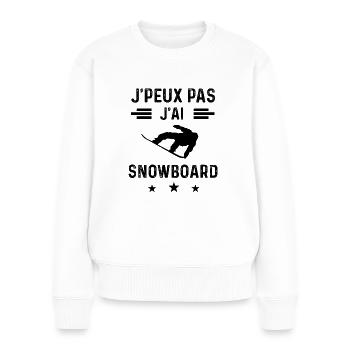 cadeau je peux pas j'ai snowboard - Pull Premium bio Femme - blanc - Devant - Julia (174cm)