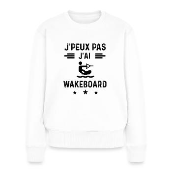 cadeau je peux pas j'ai wakeboard - Pull Premium bio Femme - blanc - Devant - Julia (174cm)