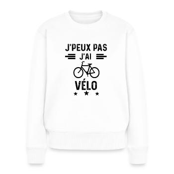 cadeau je peux pas j'ai vélo - Pull Premium bio Femme - blanc - Devant - Julia (174cm)