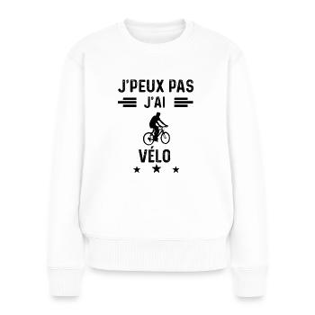 cadeau je peux pas j'ai vélo vtt - Pull Premium bio Femme - blanc - Devant - Julia (174cm)