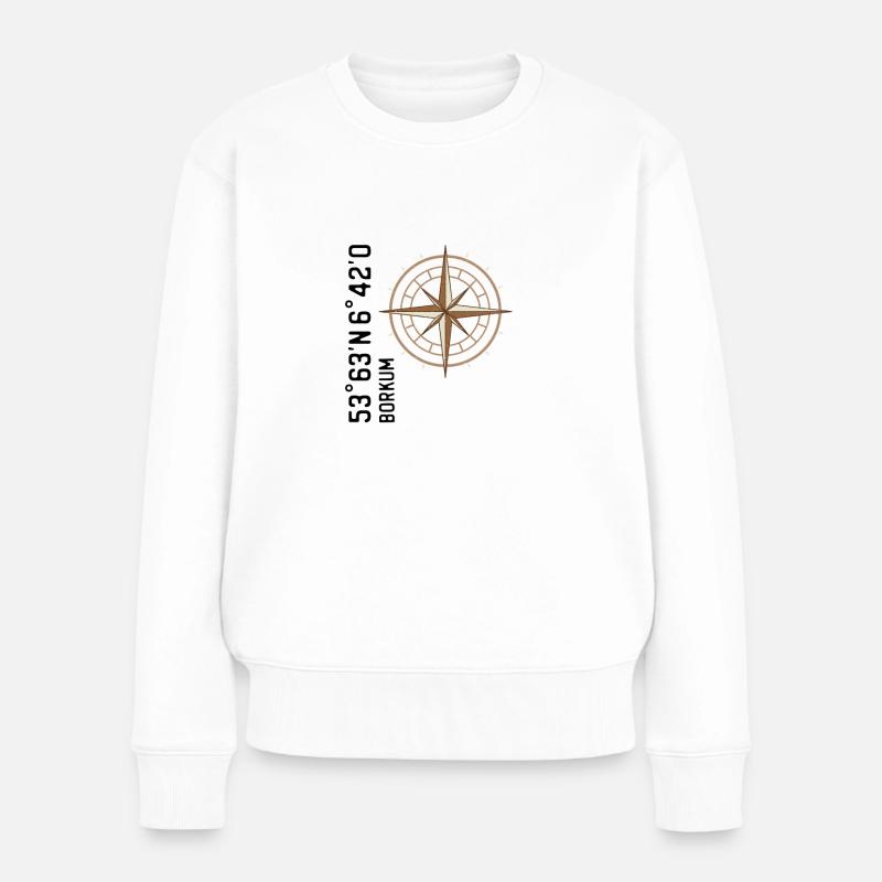 Borkum Koordinaten - Frauen Premium Bio Pullover - Weiß