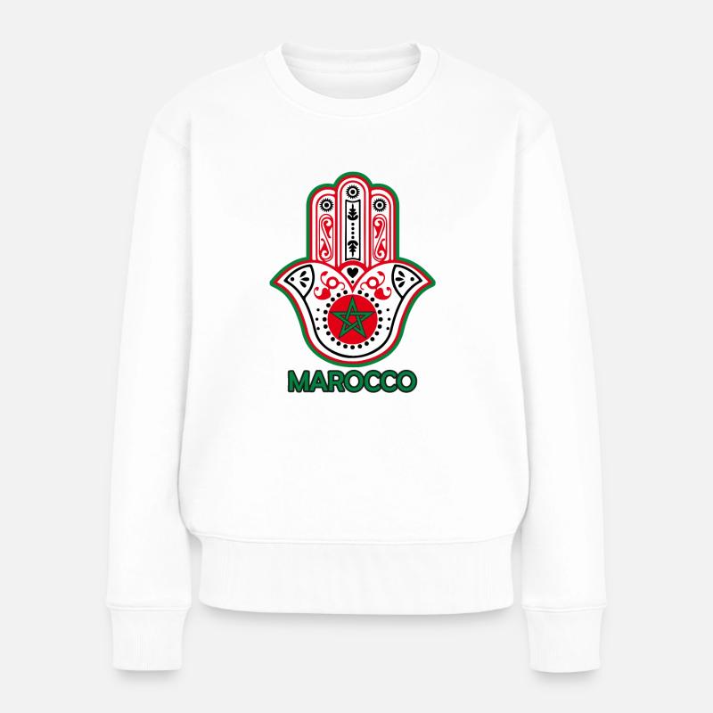 La main de fatma Maroc - drapeau du Maroc - Pull Premium bio Femme - blanc