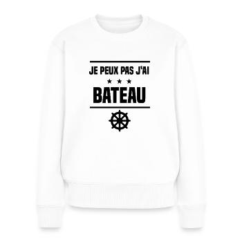 j'peux pas j'ai bateau gouvernail humour - Pull Premium bio Femme - blanc - Devant - Julia (174cm)