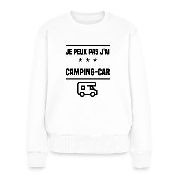 j'peux pas j'ai camping-car caravane humour - Pull Premium bio Femme - blanc - Devant - Julia (174cm)