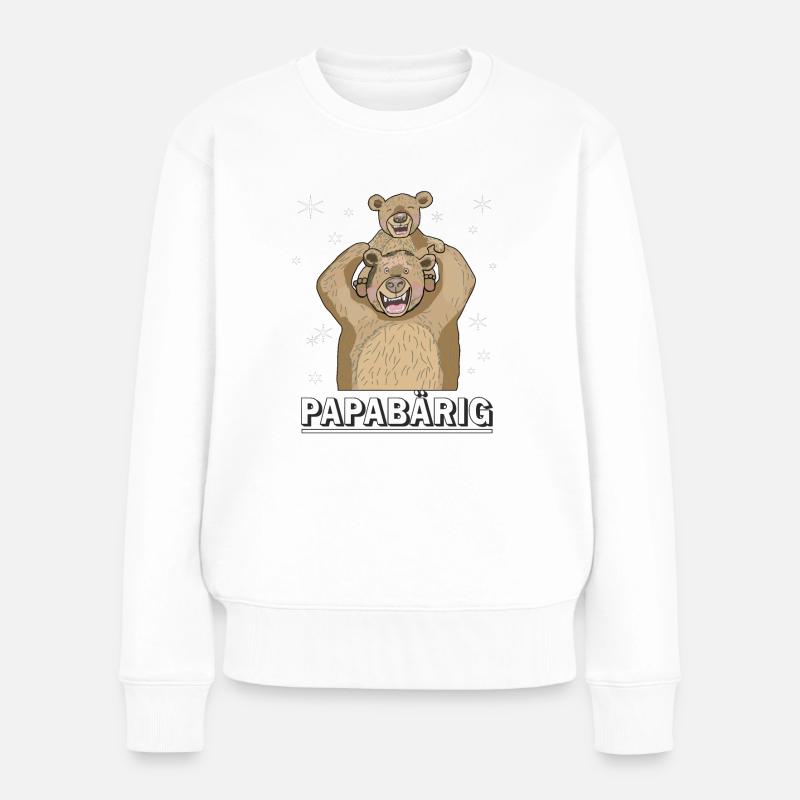 BÄR PAPA KIND PAPABÄRIG - Frauen Premium Bio Pullover - Weiß