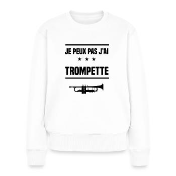 j'peux pas j'ai trompette instrument humour - Pull Premium bio Femme - blanc - Devant - Julia (174cm)