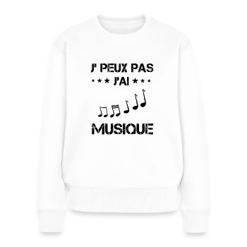 j'peux pas j'ai musique cadeau musicien - Pull Premium bio Femme - blanc - Devant - Julia (174cm)