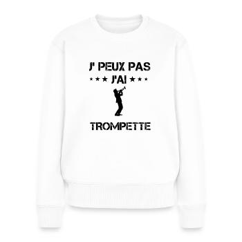 j'peux pas j'ai trompette cadeau trompettiste - Pull Premium bio Femme - blanc - Devant - Julia (174cm)
