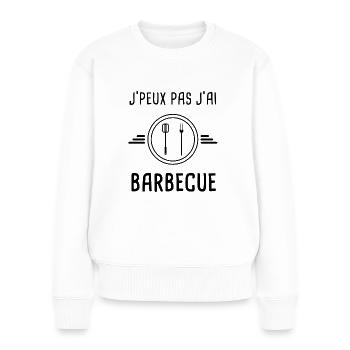 j'peux pas j'ai barbecue ustensiles - Pull Premium bio Femme - blanc - Devant - Julia (174cm)