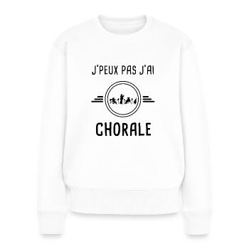 j'peux pas j'ai chorale music - Pull Premium bio Femme - blanc - Devant - Julia (174cm)