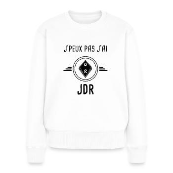 j'peux pas j'ai jdr jeu de rôle - Pull Premium bio Femme - blanc - Devant - Julia (174cm)