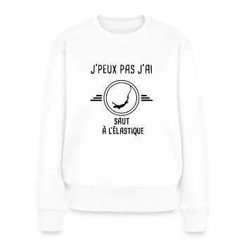 j'peux pas j'ai saut à l'élastique - Pull Premium bio Femme - blanc - Devant - Julia (174cm)